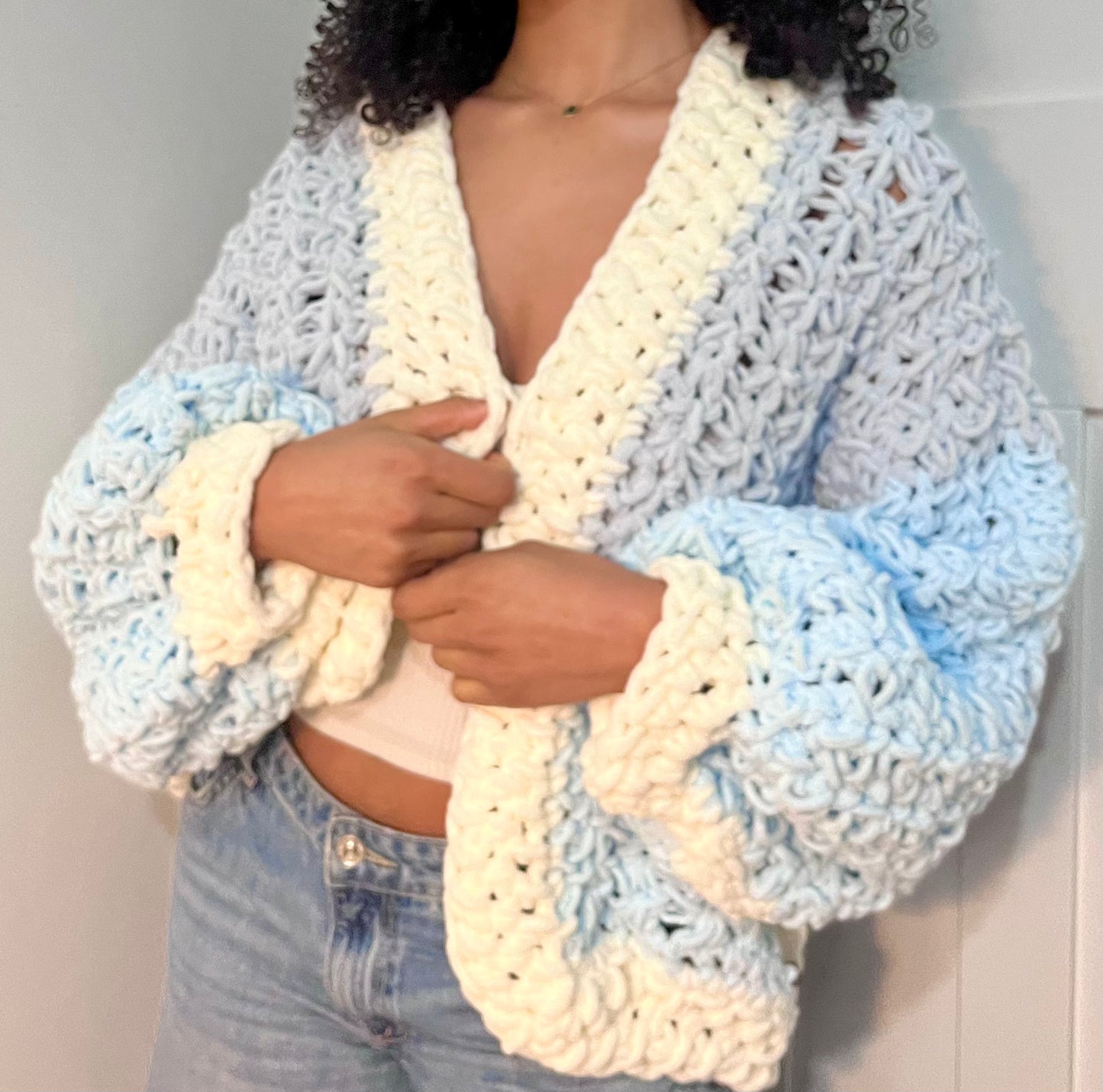 BUBBLEGUM CROCHET CARDI