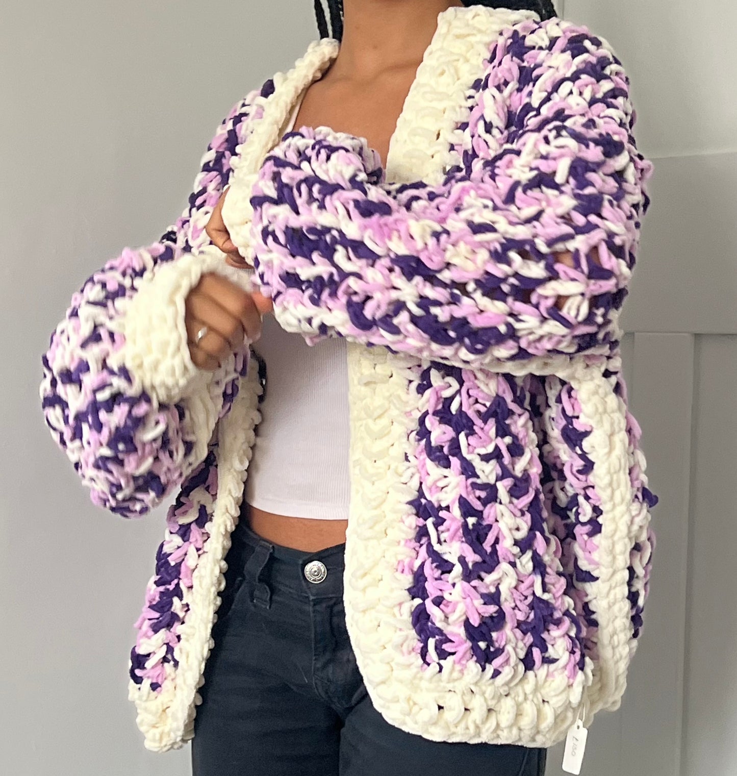 PLUM CROCHET CARDI