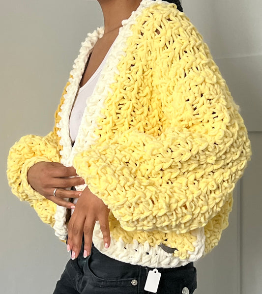 Lemony Chunky Crochet Cardigan