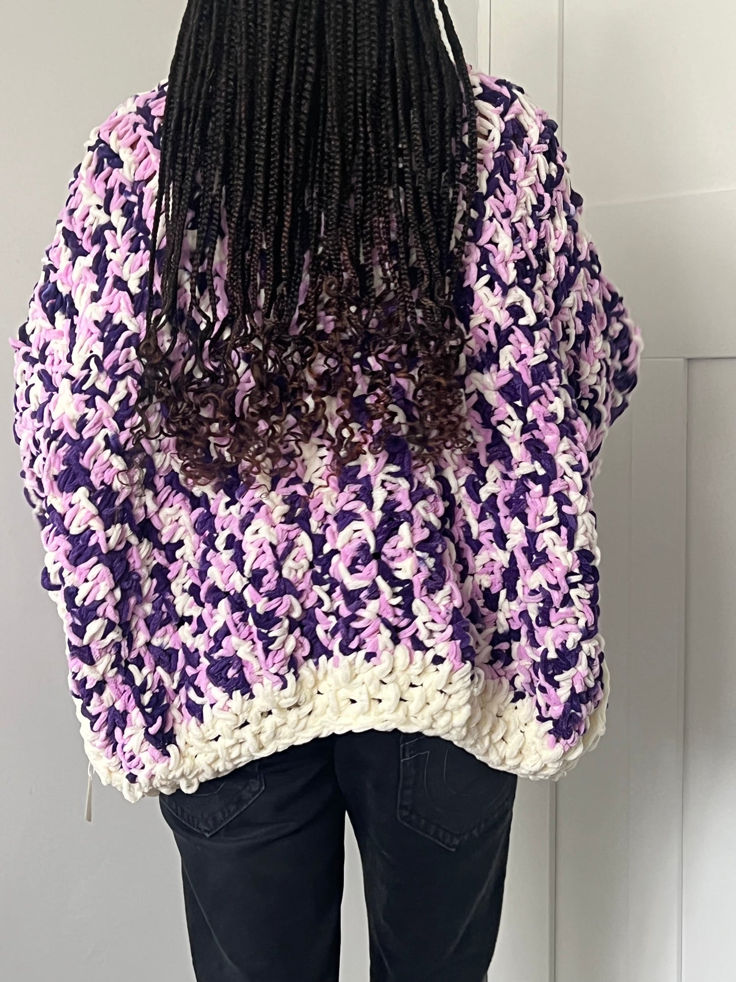 PLUM CROCHET CARDI