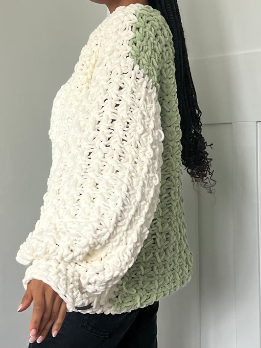 Avocado Chunky Crochet Cardigan